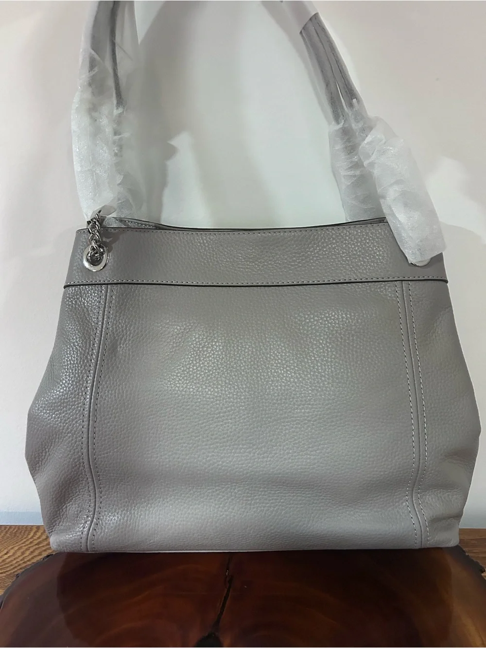 NWT Michael Kors Light Gray Pebbled Leather Shoulder Bag